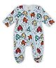 A Toddler Thing 100% Cotton Full Sleeves Trucks Printed Quilted Romper - Light Blue
