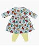 A Toddler Thing 100% Cotton Full Sleeves Trucks Printed Dress & Pant Set - Light Blue