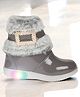 Lil Lollipop Glossy Finished Fur Textured LED Boots - Grey