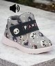 Lil Lollipop Mesh Panda Designed Velcro Closure Musical Shoes - Grey