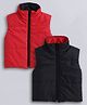 Taffykids Sleeveless Solid Crop Puffer Reversible Jacket - Black & Red