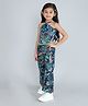 Taffykids Halter Neck Paisley Printed Lace Detailed Back Tie Up Ethnic Top & Solid Palazzo Set - Multi Colour