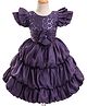 Bluebell Tissue Woven Frill Sleeves Party Dress with Sequin Detailing & Floral Applique - Purple