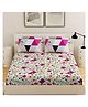 Kuber Industries Flower Design Glace Cotton 144 TC King Size Double Bedsheet with 2 Pillow Covers (White)