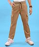 Pine Kids Woven Full Length Solid Trouser With Cargo Pockets - Tan
