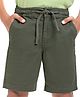 Pine Kids Cotton Knit Above Knee Length Solid Colour Shorts - Olive Green