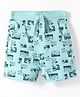 CUCUMBER Cotton Knit Knee length Shorts with Beach Theme Print - Light Blue