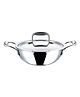 Vinod Platinum Triply Stainless Steel Extra Deep Kadai with Lid- 22 cm, 2.5 Ltr (Induction Friendly)