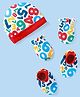 Babyhug Interlock Knit Cap Mittens And Booties Set with Text Prints White - Diameter 11 cm