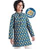 Pine Kids Cotton Woven Full Sleeves Ajrakh Floral Printed Kurta - Navy Blue