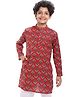 Pine Kids Cotton Woven Full Sleeves Floral Printed Kurta - Dark Red