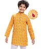 Pine Kids Cotton Woven Full Sleeves Kurta with Floral Print - Mustard Yellow