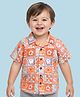 Babyoye 100% Cotton Poplin Woven Half Sleeves Shirt with Donuts Print - Multicolour