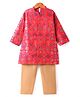 Babyhug Cotton Woven Full Sleeves Kurta Pyjama Set With Hand Block Print - Dark Pink