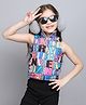 Taffyikids Sleeveless Alphabets Printed Zipper Jacket - Multi Colour