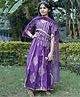 Vastrarth Half Sleeves Floral Printed & Lace Embellished Lehenga Choli With Dupatta Set - Purple