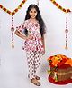 Vastrarth Cotton Half Bell Sleeves Floral Printed Kurta Pant Set - White