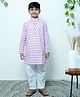 Vastrarth Cotton Full Sleeves Floral Printed Kurta Pyjama Set - Purple