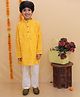 Vastrarth Cotton Full Sleeves Floral Bandhani Printed Kurta Pyjama Set - Yellow