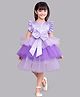 PinkChick Frill Sleeves Bow Applique Detailed & Colour Blocked Layered Dress - Lavender