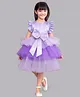 PinkChick Frill Sleeves Bow Applique Detailed & Colour Blocked Layered Dress - Lavender
