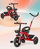 Play Nation Cruise Plug & Play Trike with Mild Steel Frame & Parental Handle Front & Rear Storage Basket with 3 Rubber Wheels Foldable Foot Rest & Bell 9 Inches - Red