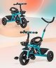 Play Nation Cruise Plug & Play Trike with Mild Steel Frame & Parental Handle Front & Rear Storage Basket with 3 Rubber Wheels with Foldable Foot Rest & Bell - Blue