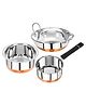 Omega Stainless Steel Copper Bottom Cookware Set Big - 3Pcs (Tope- 1.1L, Saucepan- 1.2L, Kadai-1.2L)