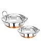 Omega Stainless Steel Copper Bottom Kadai - Set of 2 (1.2 Litre, 1.6 Litre)