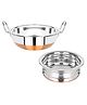 Omega Stainless Steel Copper Bottom Oster Set - 2Pcs (Kadai - 1.8L, Urli - 1.4L)