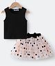 Mark & Mia Sleeveless Top & Star Printed Skirt Set & Bow Applique - Black