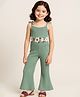 Mark & Mia Cotton Singlet Sleeves Boot Cut Jumpsuit with Floral Corsage - Green