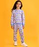 Anthrilo Fleece Full Sleeves Floral & Butterflies Printed Coordinating Sweatshirt & Joggers Set - Blue