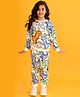 Anthrilo Fleece Full Sleeves Dinosaurs Printed Coordinating Sweatshirt & Joggers Set - White