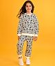 Anthrilo Fleece Full Sleeves Hearts Printed Sweatshirt With Coordinating Joggers Set - Black