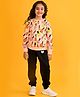 Anthrilo Fleece Full Sleeves Nail Paint Printed Comfirt Fit Sweatshirt With Joggers Set - Peach & Black