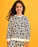 Anthrilo Fleece Full Sleeves Heart Printed Sweatshirt - White