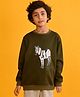 Anthrilo Fleece Full Sleeves Zebra Printed Sweatshirt - Olive