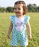 Babyoye Cotton Lycra Knit Sleeveless Top & Shorts Set With Text & Polka Dot Print - White & Light Blue