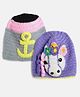 MayRa Knits Pack Of 2 Hand Knitted Unicorn Crochet Designed Colour Blocked Caps - Purple & Grey