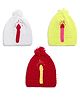 MayRa Knits Pack Of 3 Hand Knitted Candles Crochet Designed Caps - Red Yellow & White