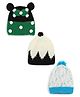 MayRa Knits Pack Of 3 Hand Knitted Bow & Polka Dots Crochet Designed Caps - White Green & Multi Colour