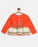 MayRa Knits Hand Knitted Full Sleeves Colour Blocked Dress - Orange