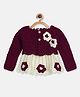 MayRa Knits Hand Knitted Full Sleeves Floral Crochet Designed Dress & Shrug Set - Maroon