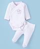 I Bears Cotton Interlock Knit Full Sleeves Onesie with Leggings Bear Print - White