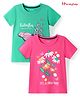 Honeyhap Premium Cotton Knit Half Sleeves T-Shirts With Floral Print Pack of 2 - Fandango Pink & Mint