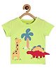 MINI KLUB Cotton Half Sleeves Dinosaur Applique Detailed Tee - Green
