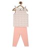 MINI KLUB Cotton Sleeveless Floral Printed Top & Leggings Set - Multi Colour