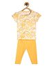 MINI KLUB Cotton Half Sleeves Floral Printed Top & Leggings Set - Yellow