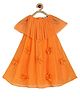 MINI KLUB Knit Sleeveless Floral Applique Detailed Shimmered Gown - Orange